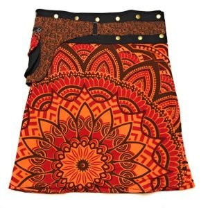 Ethnic Print Button Skirt