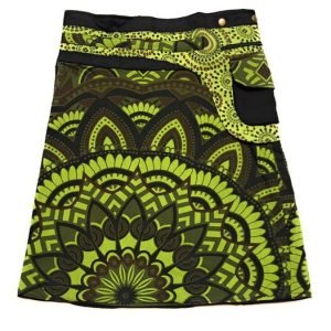 Ethnic Print Button Skirt,