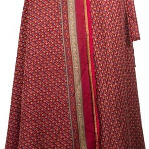 Jupe Portefeuille Longue Sari style indien Rouge