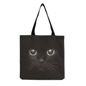 Cute Cat Print One-shoulder Portable Cotton And Linen Shopping Bag