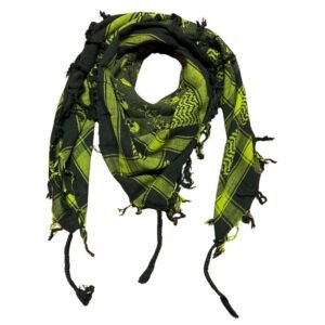 écharpe foulard keffieh vert avec dessin tete de mort