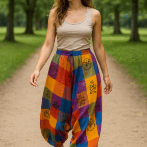 Sarouel en patchwork multicolore
