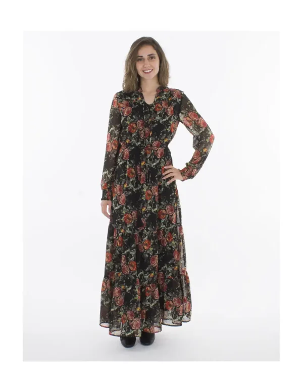 Robe à manches longues à imprimé floral, confectionnée dans un tissu doux et extensible.