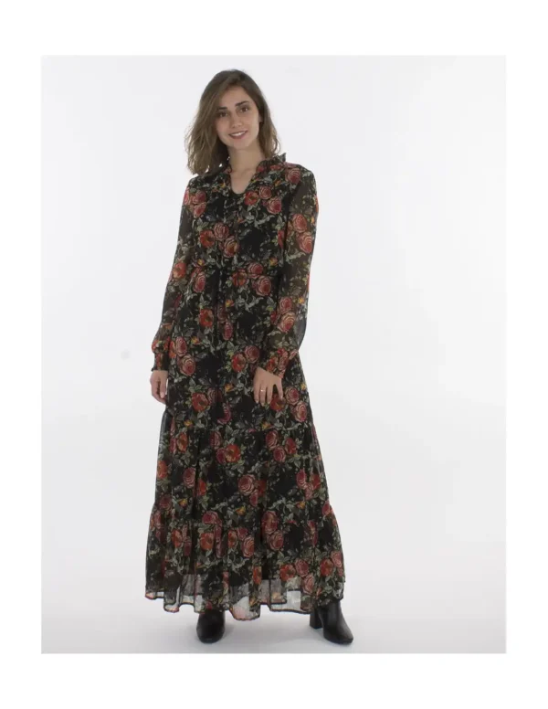 Robe à manches longues à imprimé floral, confectionnée dans un tissu doux et extensible.