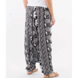 Pantalon sarouel viscose 3 en 1 éléphant imprimé Noir