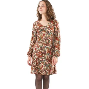 Robe de jour courte, motif cachemire ethnique