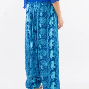 Pantalon sarouel viscose 3 en 1 éléphant imprimé Turquoise