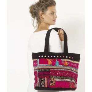 Sac cabas en velours coloré style ethnique