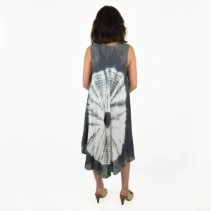 Robe tie-dye noire et blanche sans manches
