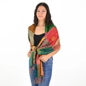 Écharpe Patchwork Bohème en Soie – Multicolore