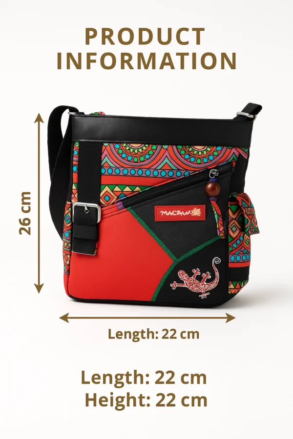 Macha Sac à Bandoulière en Coton et Cuir – Style Bohème Éthique pour Femme