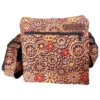 Sac bandoulière en tissu imprimé mandala avec poche zippée sur le devant