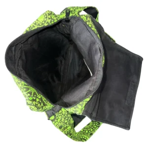 Sac bandoulière vert à motifs floraux – Toile écologique et artisanale