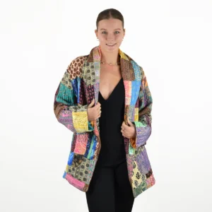 Veste Patchwork Bohème en Polyester Vintage