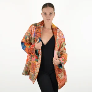 Veste Patchwork Bohème en Polyester Vintage