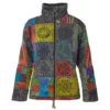 Veste bohème patchwork en coton multicolore avec fermeture éclair, vue de face
