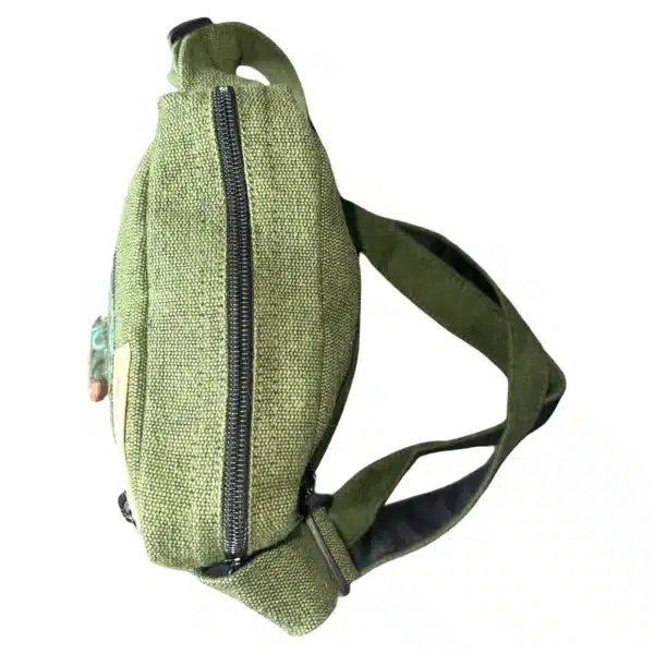 Sac bandoulière en chanvre vert motif mandala – Macha Art