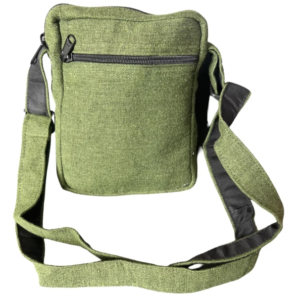 Sac bandoulière en chanvre vert motif mandala – Macha Art