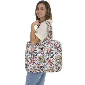 Sac Ethnique Femme – Grand Sac de Voyage en Coton Matelassé à Motifs Fleuris