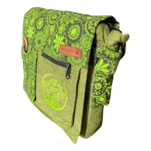 Sac Macha bandoulière en chanvre bio – Motif Mandala & Arbre de Vie