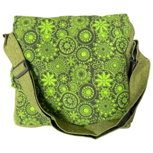 Sac Macha bandoulière en chanvre bio – Motif Mandala & Arbre de Vie