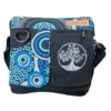 Sac bandoulière ethnique bleu et noir avec arbre de vie brodé – vue avant