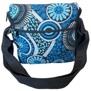 Sac bandoulière ethnique en coton avec arbre de vie brodé – Bleu & Noir
