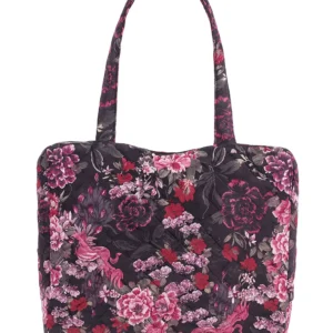 Sac cabas floral noir rose matelassé pour femme