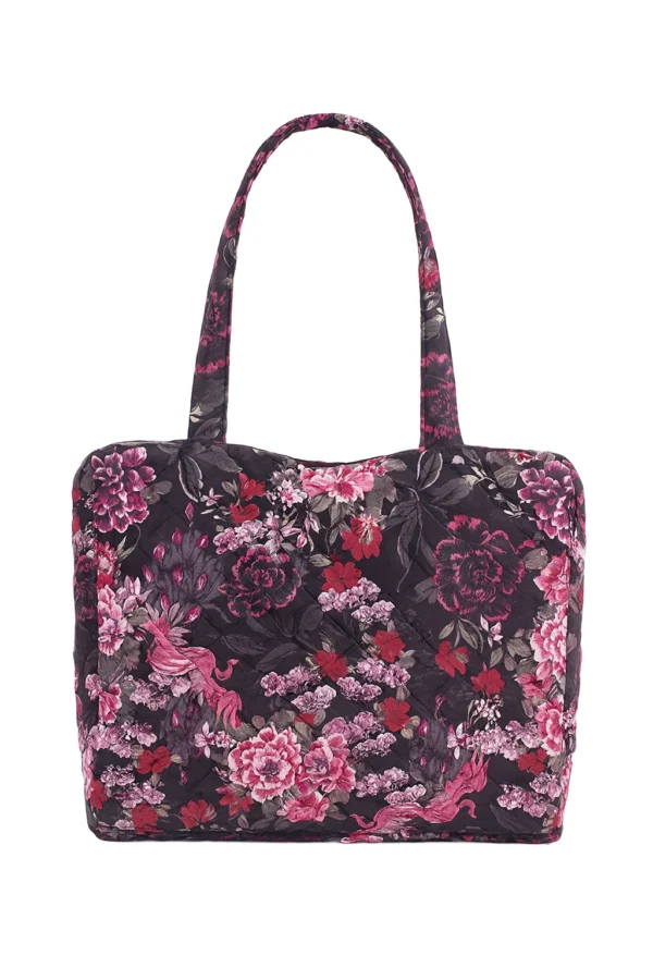 Sac cabas floral noir rose matelassé pour femme