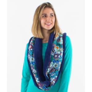 Écharpe Tube Fourrée à Motifs Fleuris Rétro