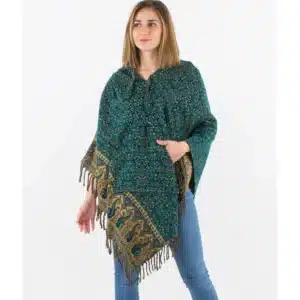 Poncho à capuche bohème vert – Poncho à capuche femme style ethnique