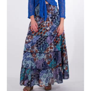 Jupe longue patchwork bohème à volants