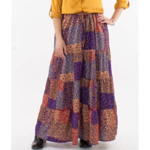 Jupe longue bohème patchwork multicolore