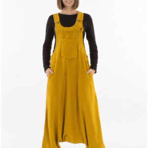 Salopette Longue Moutarde Femme – Combinaison Ample Style Bohème Chic