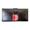 Portefeuille Femme en Cuir Noir avec Motif Chat Rouge – Porte-cartes & Porte-monnaie Élégant