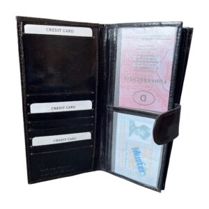 Portefeuille Femme en Cuir Noir avec Motif Chat Rouge