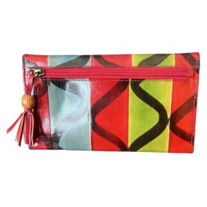 Portefeuille en cuir multicolore pour femme