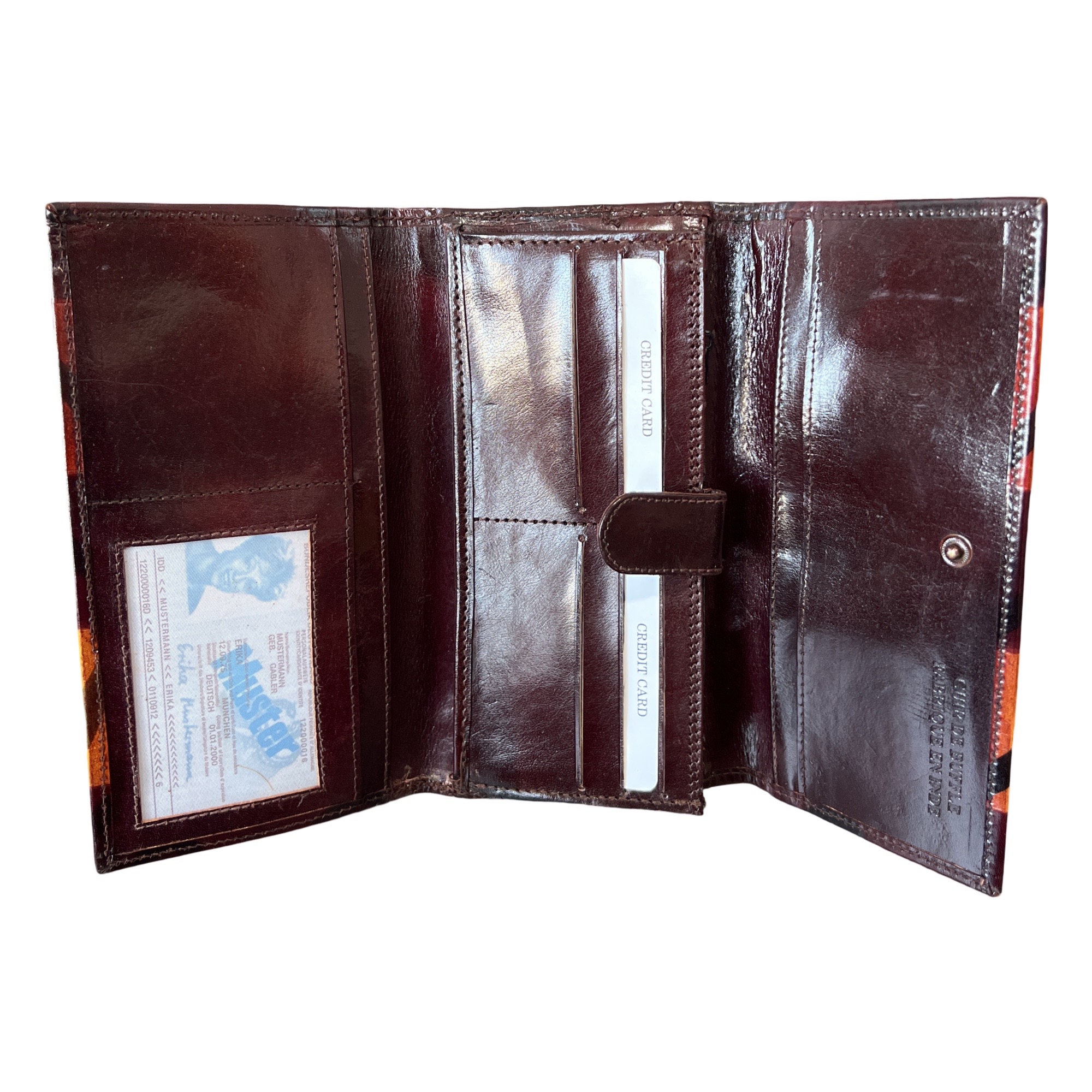 Portefeuille Femme en Cuir Véritable Multicolore