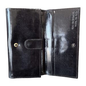 Portefeuille Femme en Cuir Noir avec Motif Chat Rouge