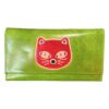 Portefeuille en cuir vert avec motif chat rouge