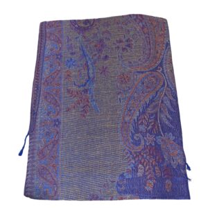 Écharpe Pashmina Cachemire Bleu Royal Motif Paisley