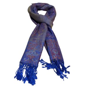 Écharpe Pashmina Cachemire Bleu Royal Motif Paisley