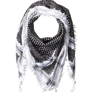 Keffieh Palestinien Noir et Blanc – Foulard Traditionnel Arabe Unisexe