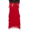 Robe Rouge Sans Manches avec Franges et Motifs Ethniques – Coupe Droite, Confort Stretch