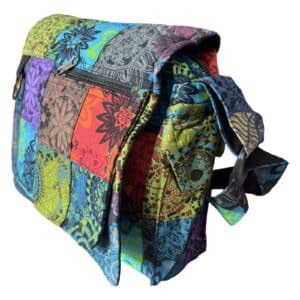 Sac Bandoulière Patchwork Bohème en Coton – Besace Ethnique Multicolore