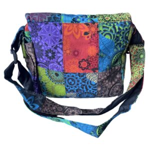 Sac Bandoulière Patchwork Bohème en Coton – Besace Ethnique Multicolore