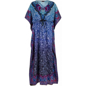 Robe Kaftan Ethnique Longue et Bohème - Bleu Paisley