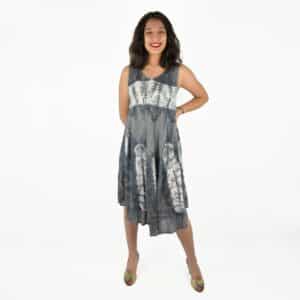 Robe Sans Manches Bohème Tie and Dye Gris