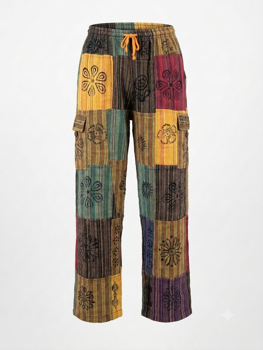 Pantalon Patchwork Hippie Bohème en Coton