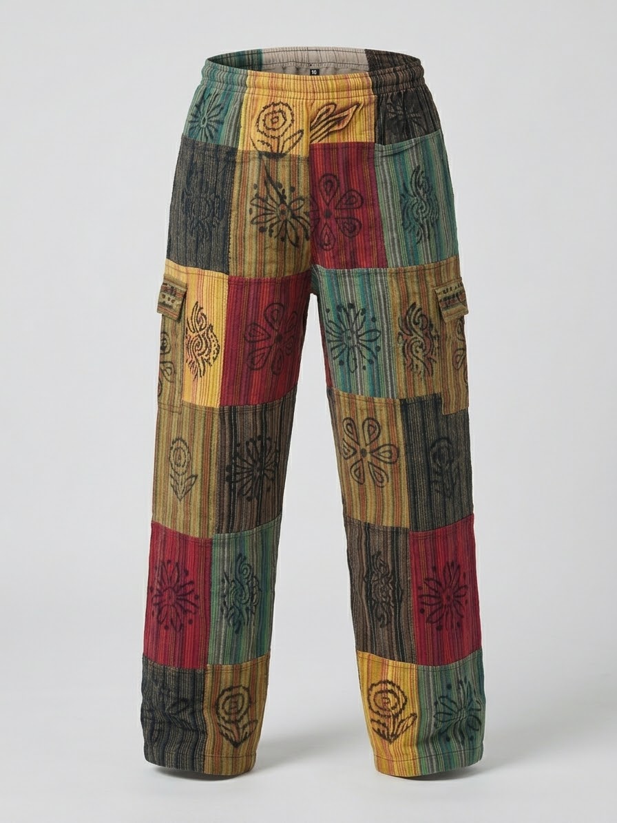 Pantalon Patchwork Hippie Bohème en Coton